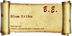 Blum Erika névjegykártya